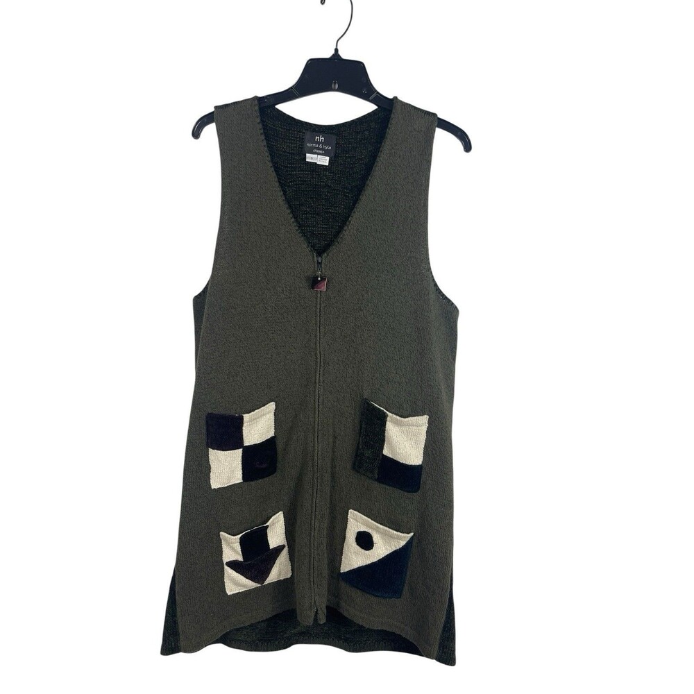 Norma & Nyla Chicago Hand Loomed Sweater Vest Womens S Artsy Lagenlook Zip Tunic